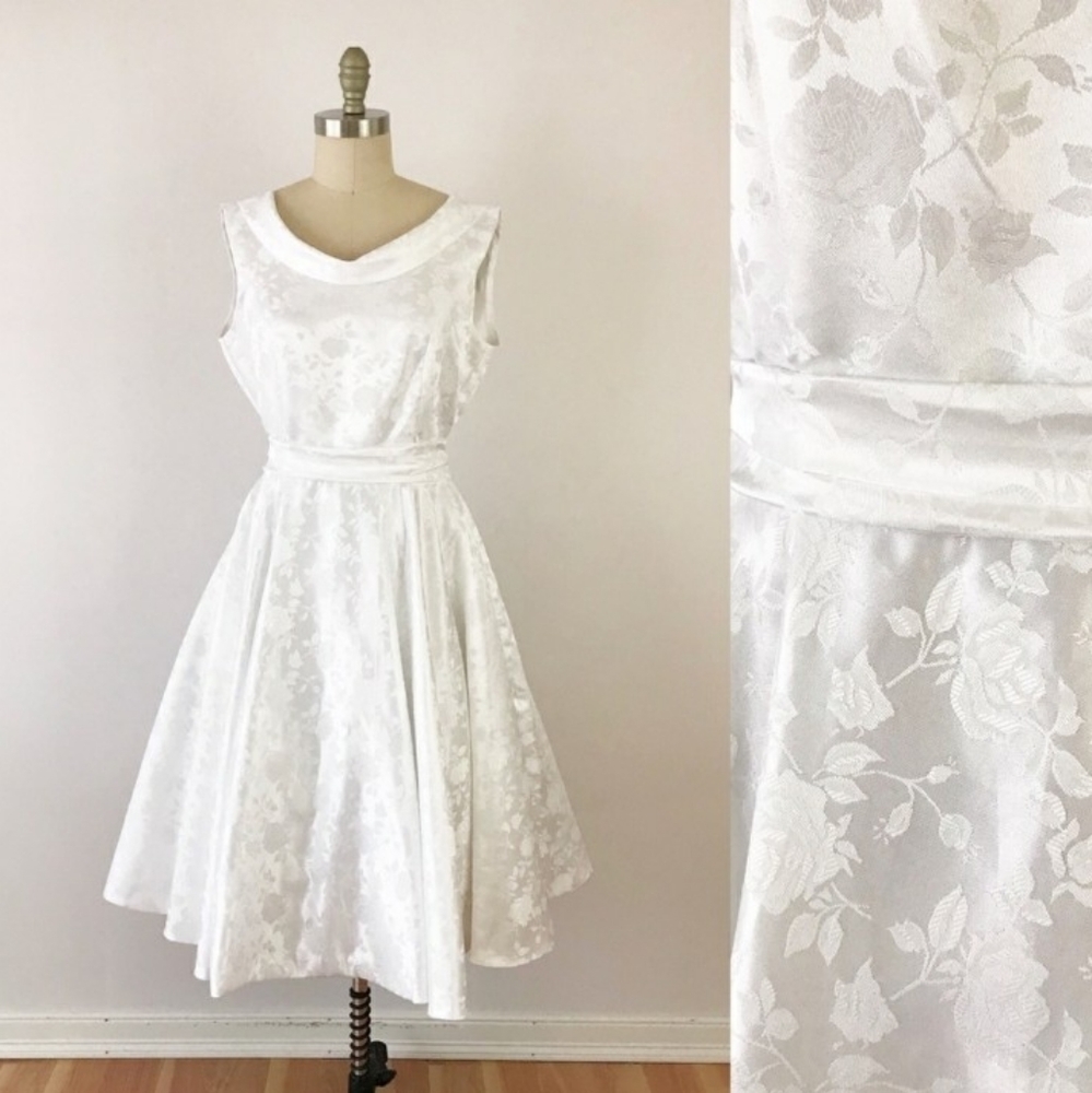 DONATING 6/30 Embossed Floral White Dress